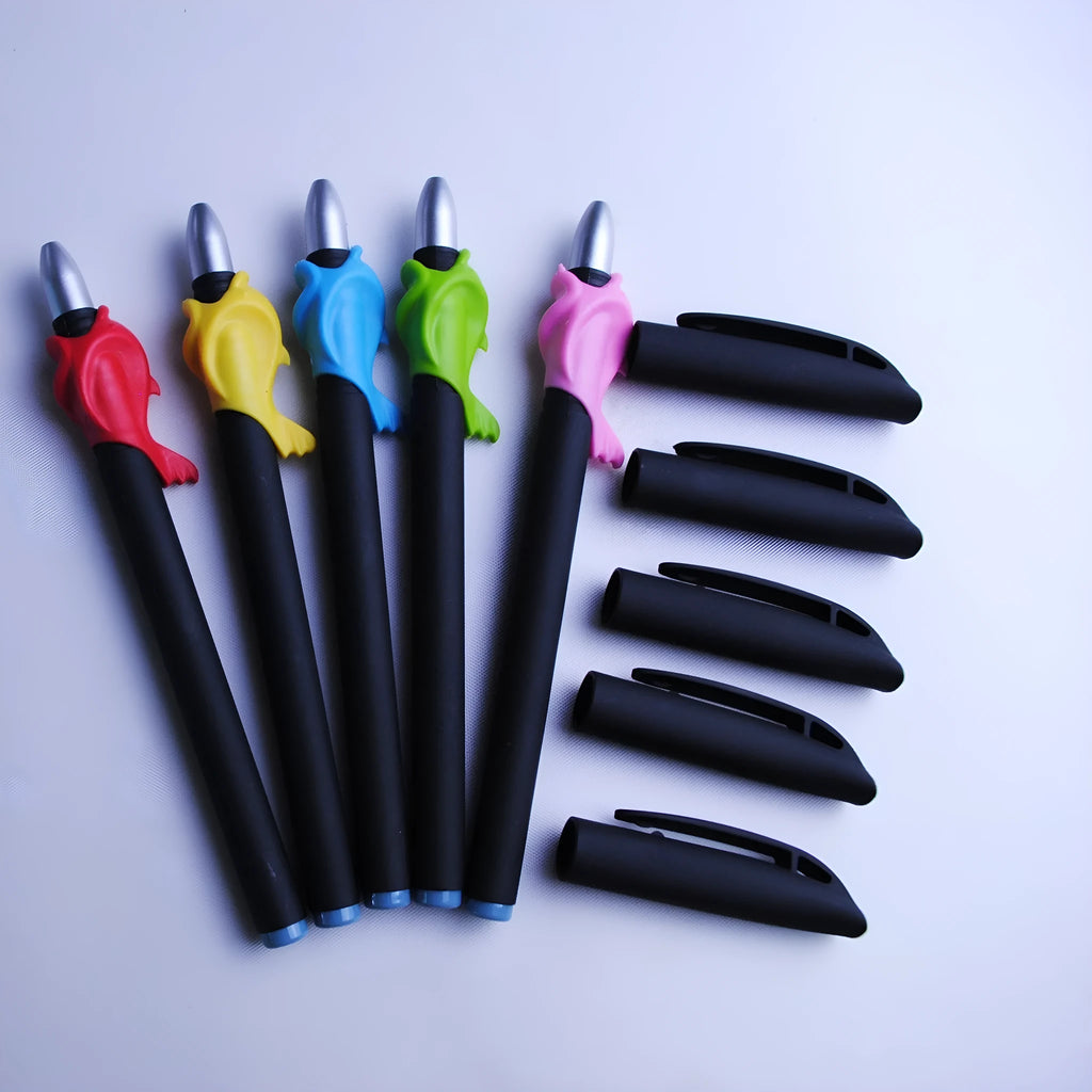 Automatic fading ink pen set with 0.5mm tip and eight blue refill cores