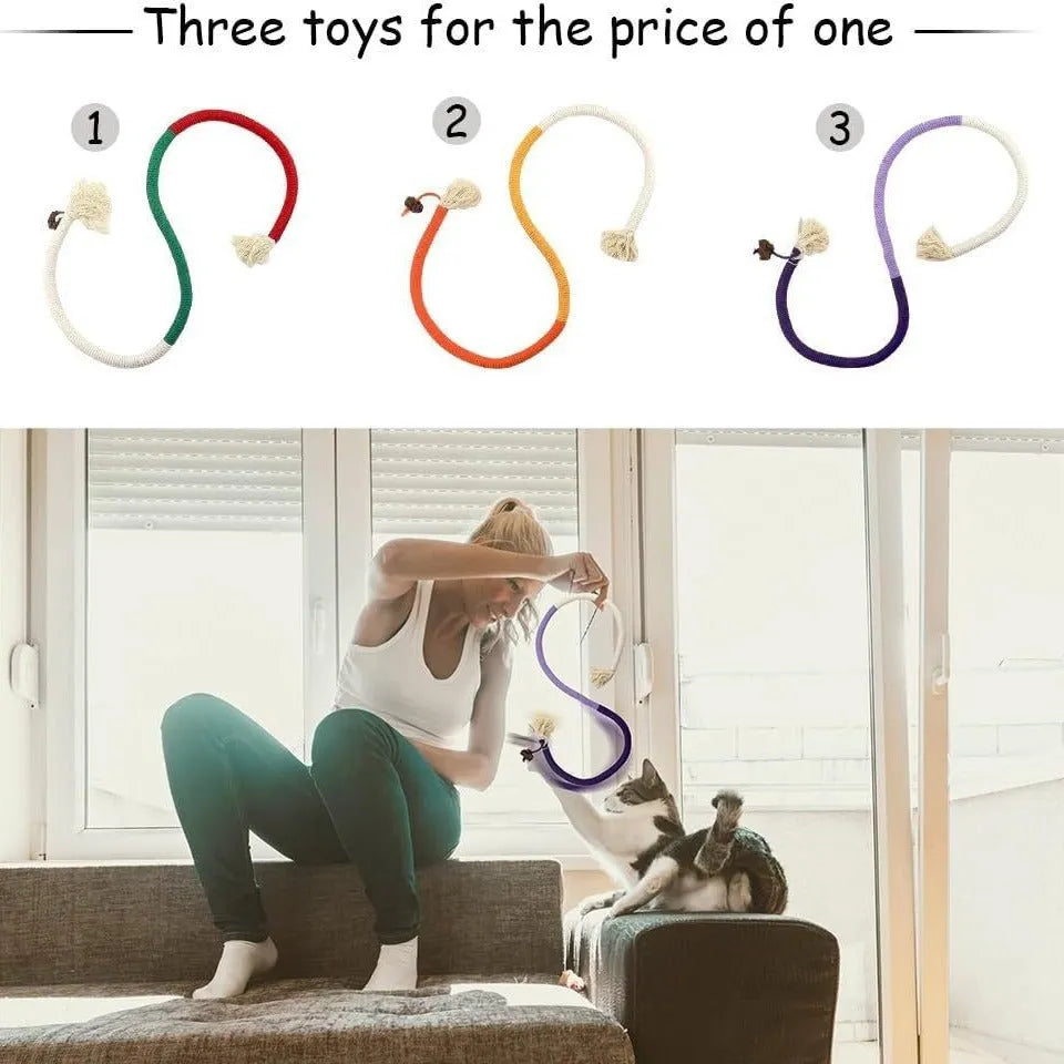 70cm cotton string bite-resistant cat teaser rope in three colour options