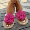 Women's plus size PU slippers in beige, green, and rose red colours showing flip flop design