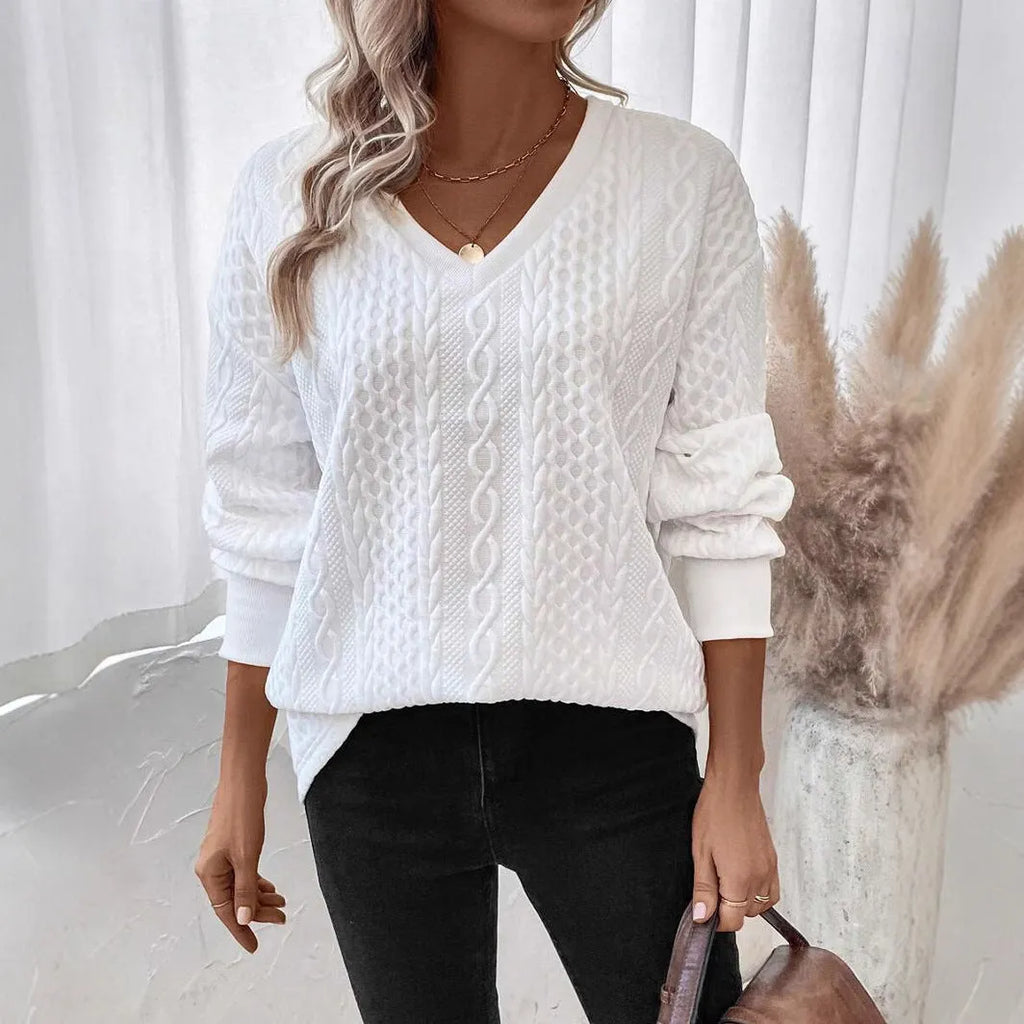 Milky white loose fit men's T-shirt with 3D pattern detail and regular long sleeves