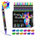 Set of double-headed acrylic marker pens with vibrant, opaque, washable ink in a carrying case.
