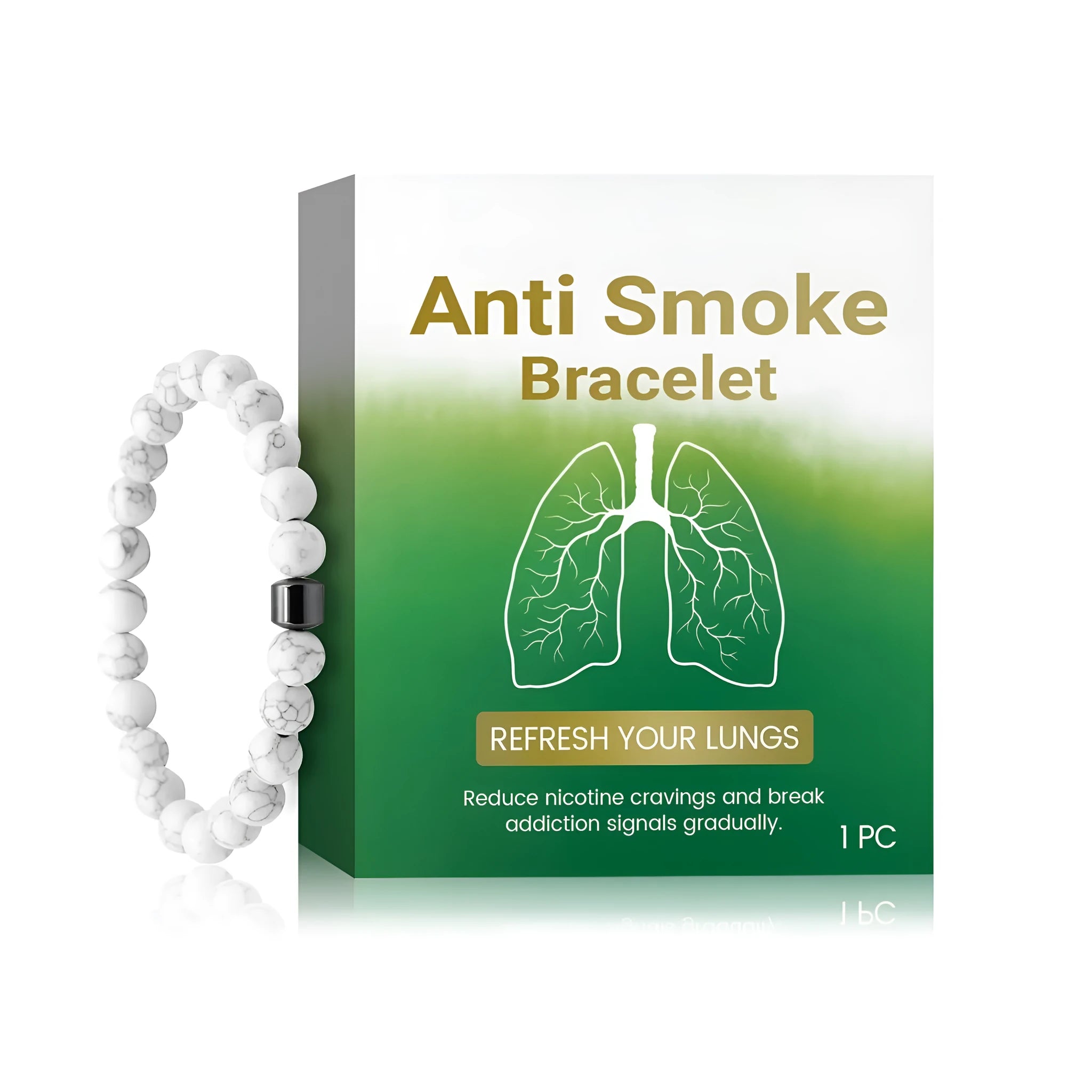 Women's smoke prevention bracelet with synthetic turquoise stone bead for air purification