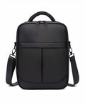 Black Oxford fabric men's shoulder messenger bag showing dimensions of 24cm by 11cm by 31cm