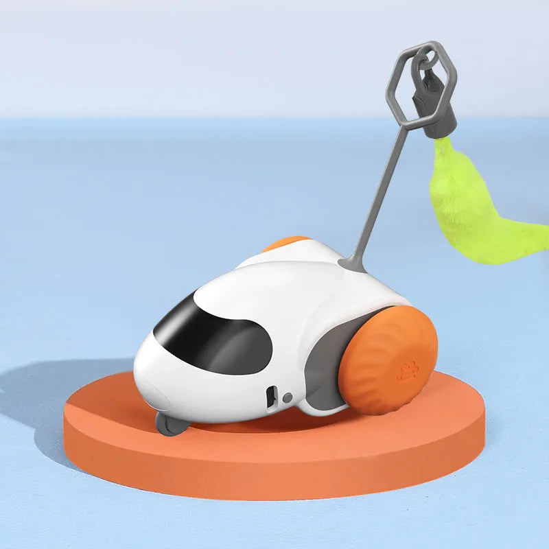 Light Grey Blue gravity smart running car electric toy for cats with Type-C charging cable