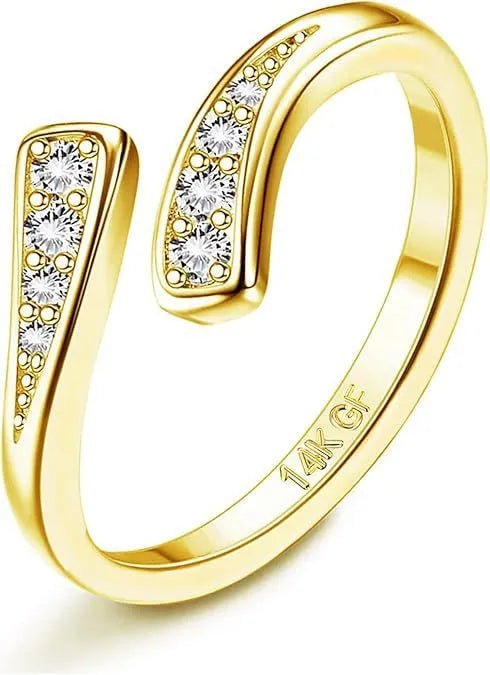 Geometric toe ring with 14K gold finish over copper plating in four colour variations
