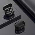 Black stereo Bluetooth headset earplug type with NFC function and multi-point connection