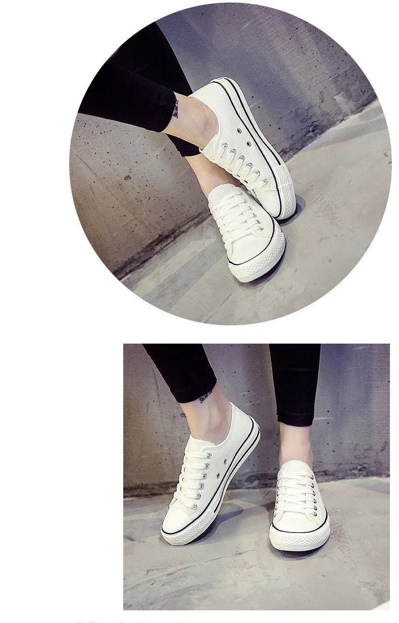 Women's solid colour canvas casual shoes available in multiple sizes
