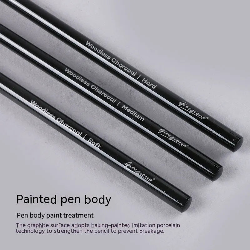 Carbonized and graphite pencil suit with nine wooden pencils on a suction card packaging
