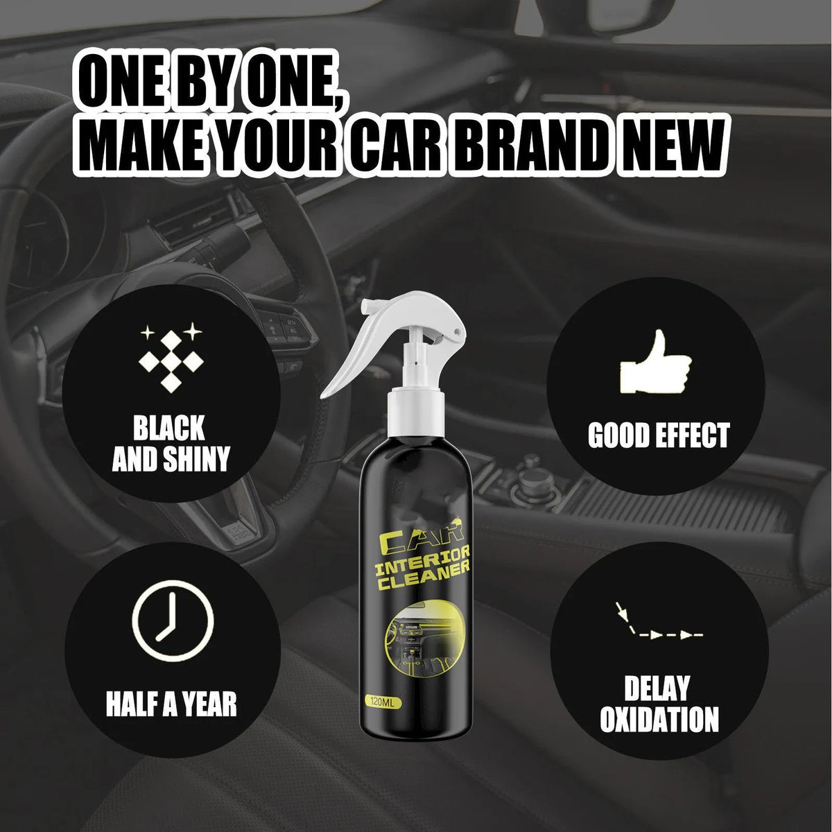 120ml car interior cleaner bottle for leather plastic dashboard maintenance