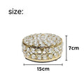 French gold jewelry storage box with crystal glass transparent lid on iron frame