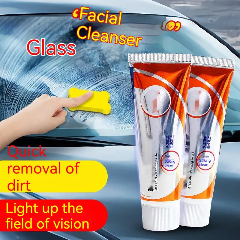 65ml car windscreen cleaning agent white paste and sponge mop for removing oil stains from glass