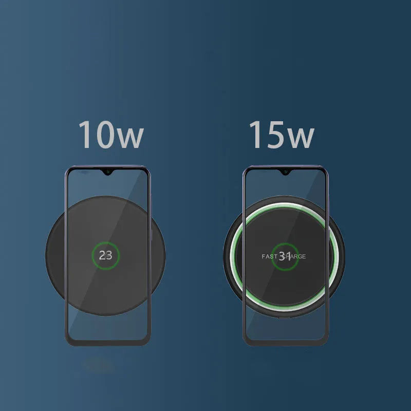QI wireless charger in Black or White ABS with 10W or 15W style and 6mm charging distance