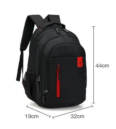 Oxford fabric backpack for teens with breathable padded straps and side zipper pockets in blue