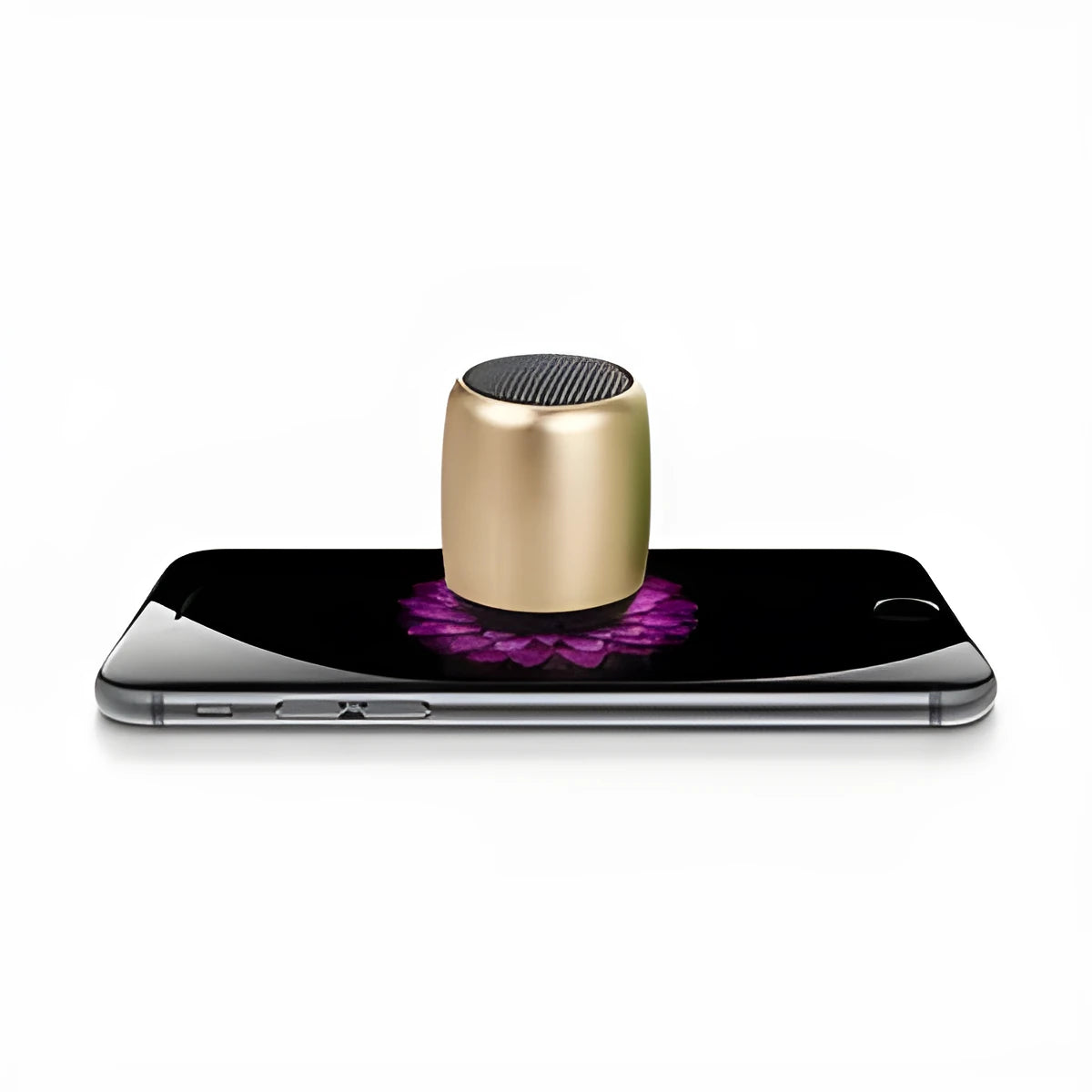 Small portable Bluetooth speaker in black, blue, gold, or pink colour options.