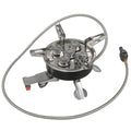 Silver portable foldable stainless steel and copper split stove for outdoor camping.