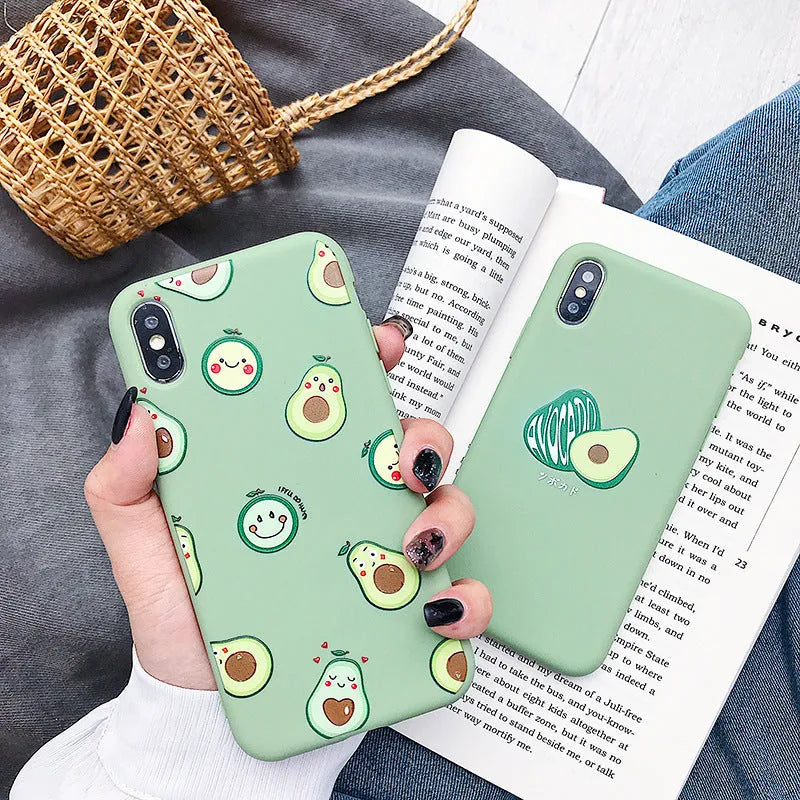 Cartoon avocado design TPU back cover phone case for Apple iPhone models