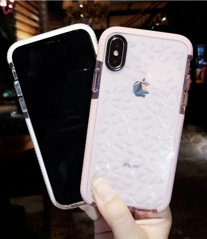 Striped TPU iPhone case back cover with choice of black, pink or white borders