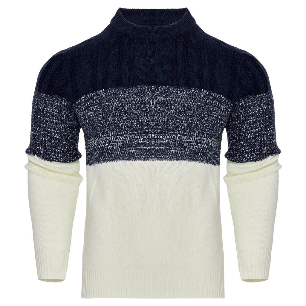 A men's thick-knit long-sleeved pullover sweater in a casual style for winter
