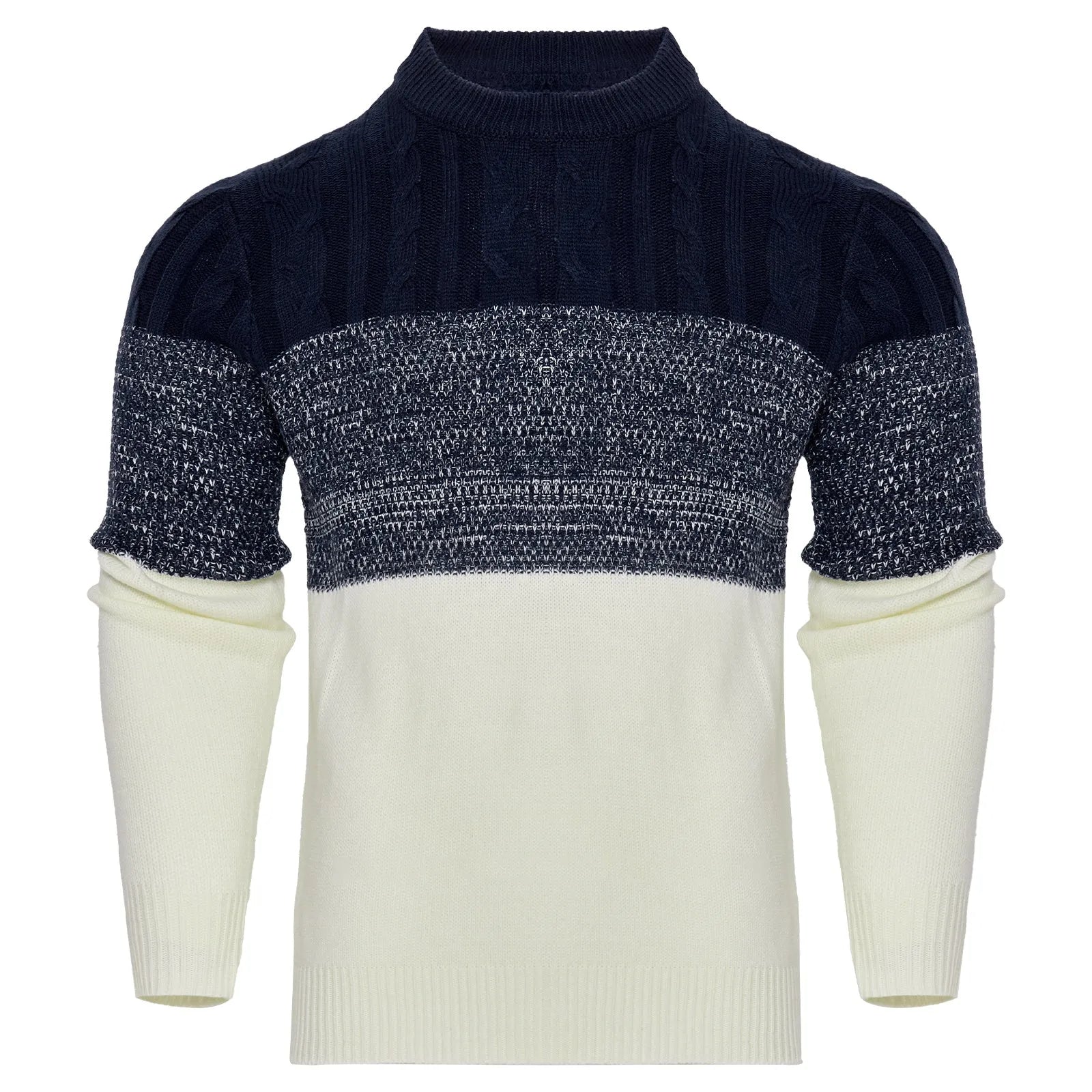 A men's thick-knit long-sleeved pullover sweater in a casual style for winter