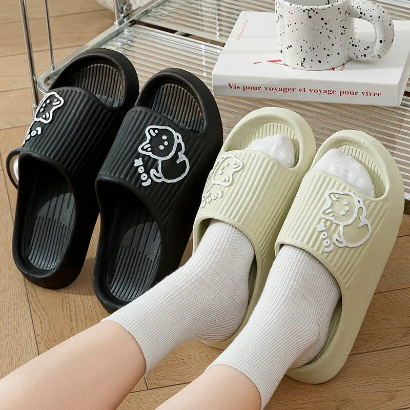 Women's EVA cat slippers with non-slip sole in multiple colours on a white background.
