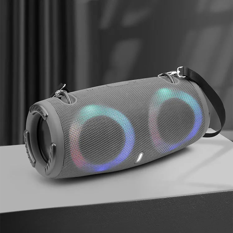 War Drum portable Bluetooth speaker in multiple colours with RGB lighting effects and carrying strap