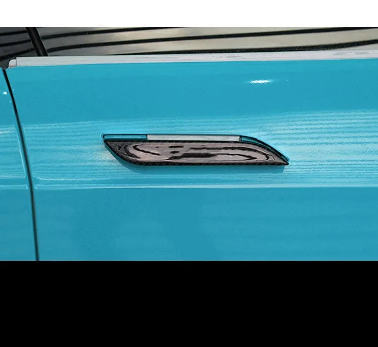 Tesla Model S carbon fibre door handle patch set with four adhesive stickers for scratch protection