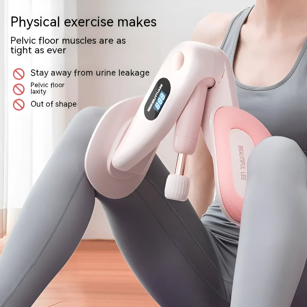 Pelvic floor muscle trainer device with counter in blue, grey, green, and pink colour options