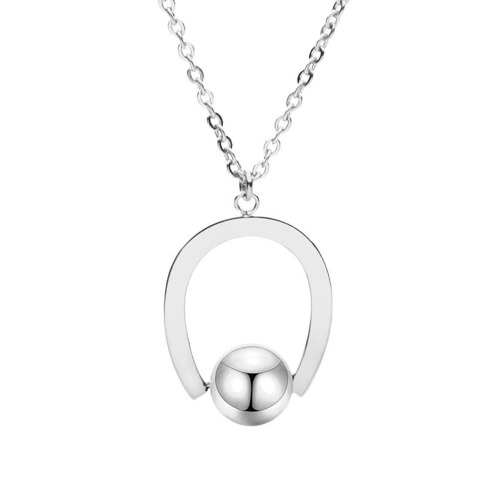 Stainless steel bead chain necklace with geometric pendant in gold or silver finish, adjustable 21-50cm length.