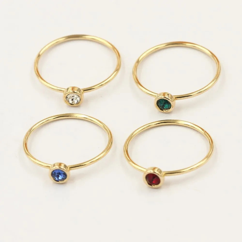 Women's 14K gilded copper knuckle ring with zircon detail in multiple colour options