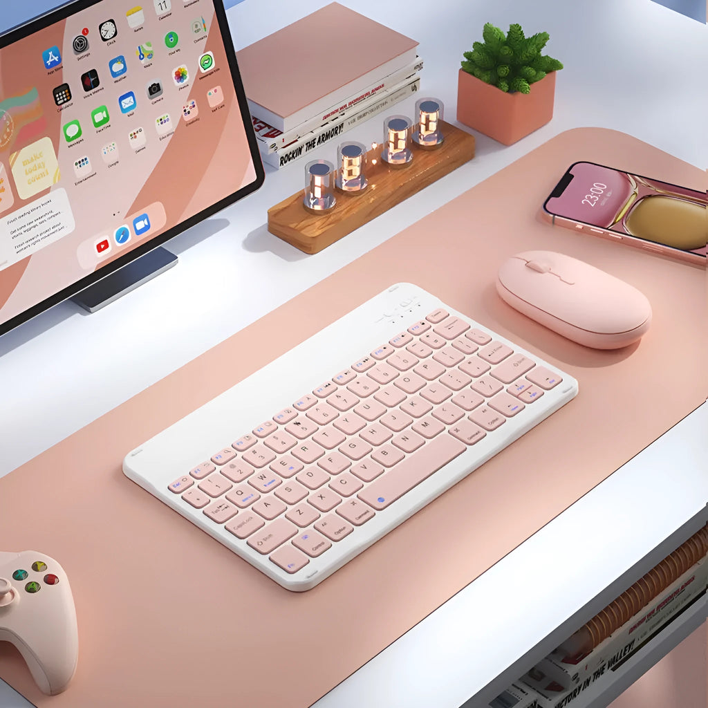 Compact Bluetooth keyboard in ABS plastic with 78 keys, shown in elegant white colour option