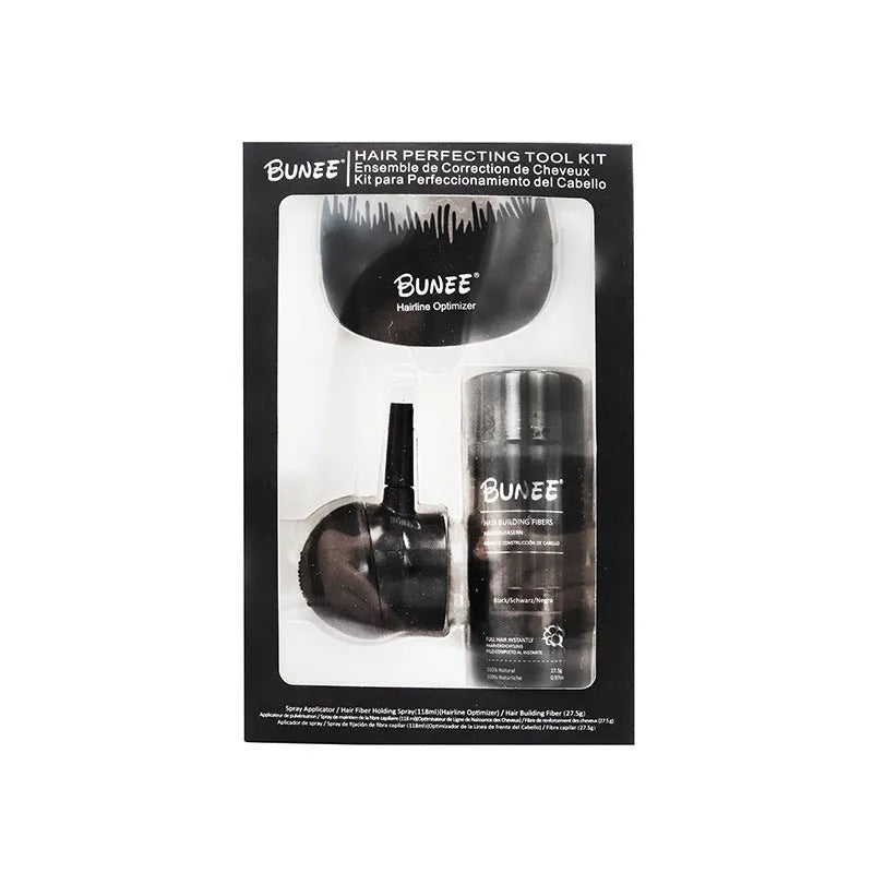 Dense Hair Fiber Powder Three-piece Set box with two bottles and a dispensing tool
