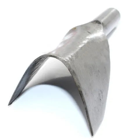 Six steel leather craft punch tools with half-round and V-shaped heads ranging from 15mm to 40mm in size.