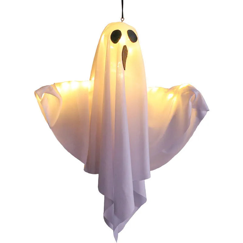 Electronic Halloween ghost light decoration with cloth construction and battery operation