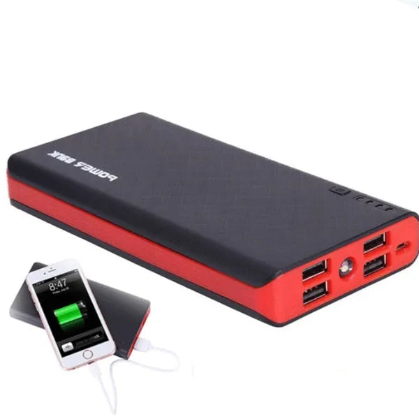 20000mAh portable power bank in multiple colours showing compact 145x68x22mm dimensions