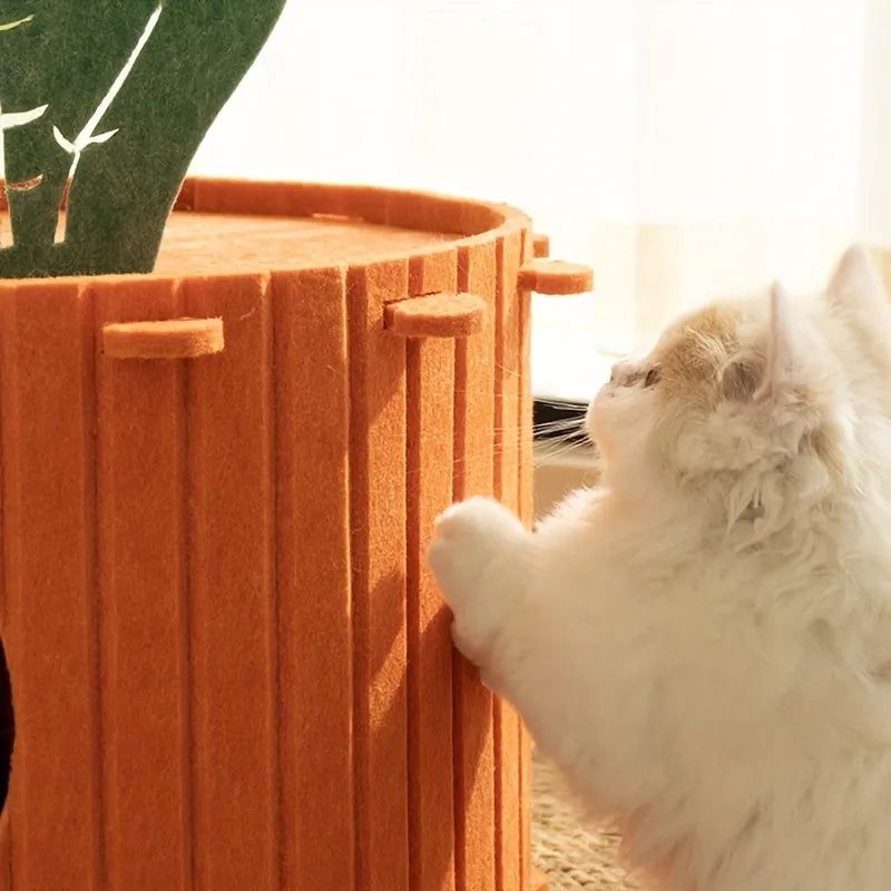 Semi-enclosed felt cat tunnel pet bed in medium and large size options.