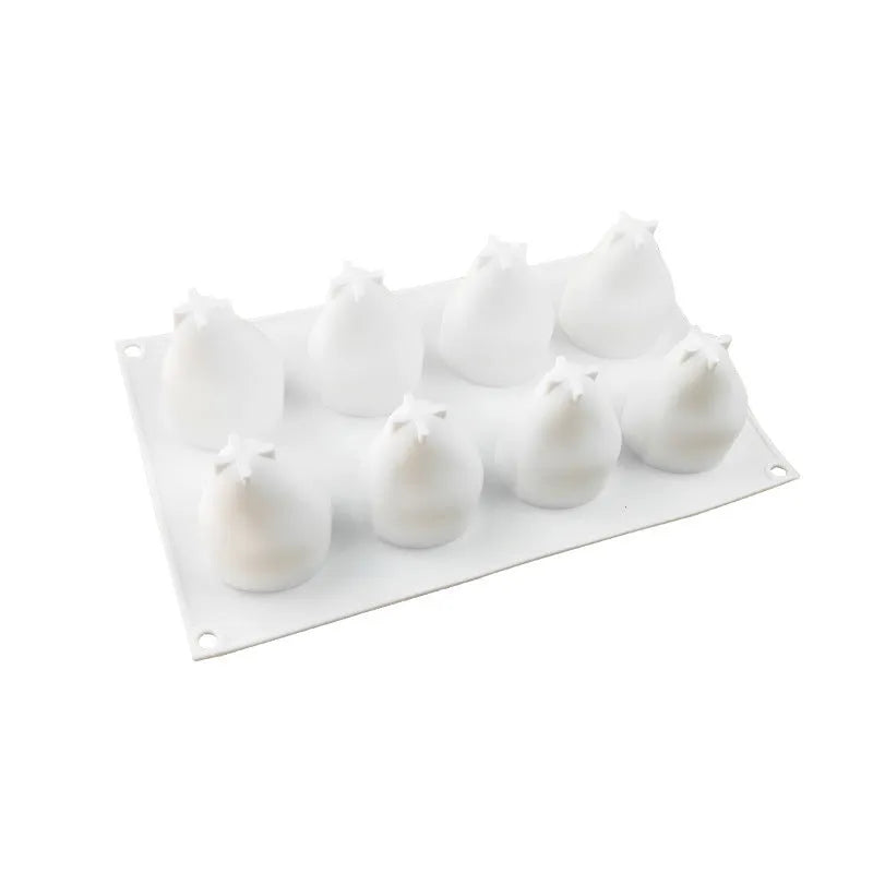 Pineapple-shaped silicone baking mould with six cavities for making Italian mousse desserts.