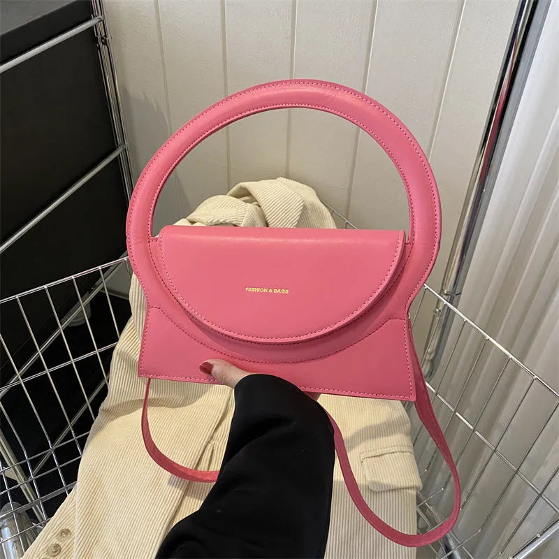Horizontal square PU messenger bag with stitching detail and shoulder strap in choice of five colours