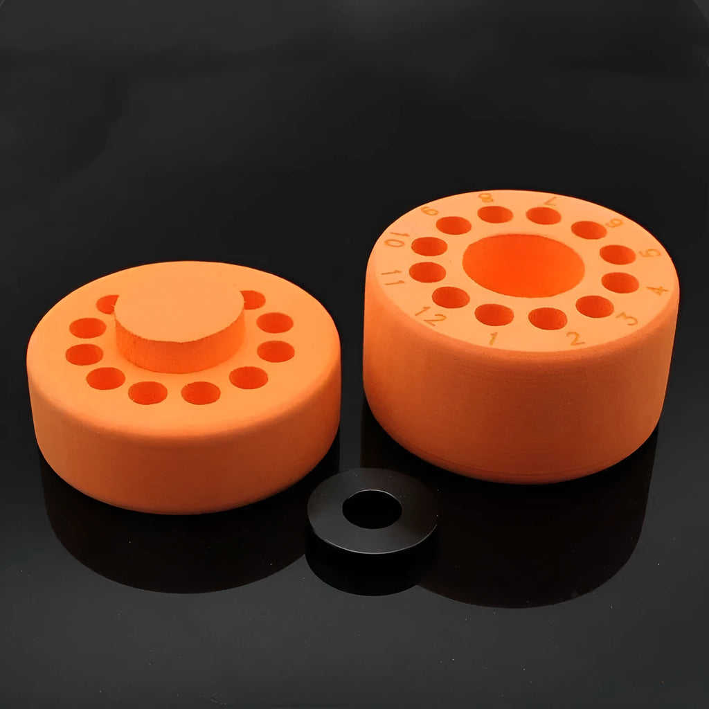 Orange and blue laboratory process cooling box for gradient freezing and cell recovery applications