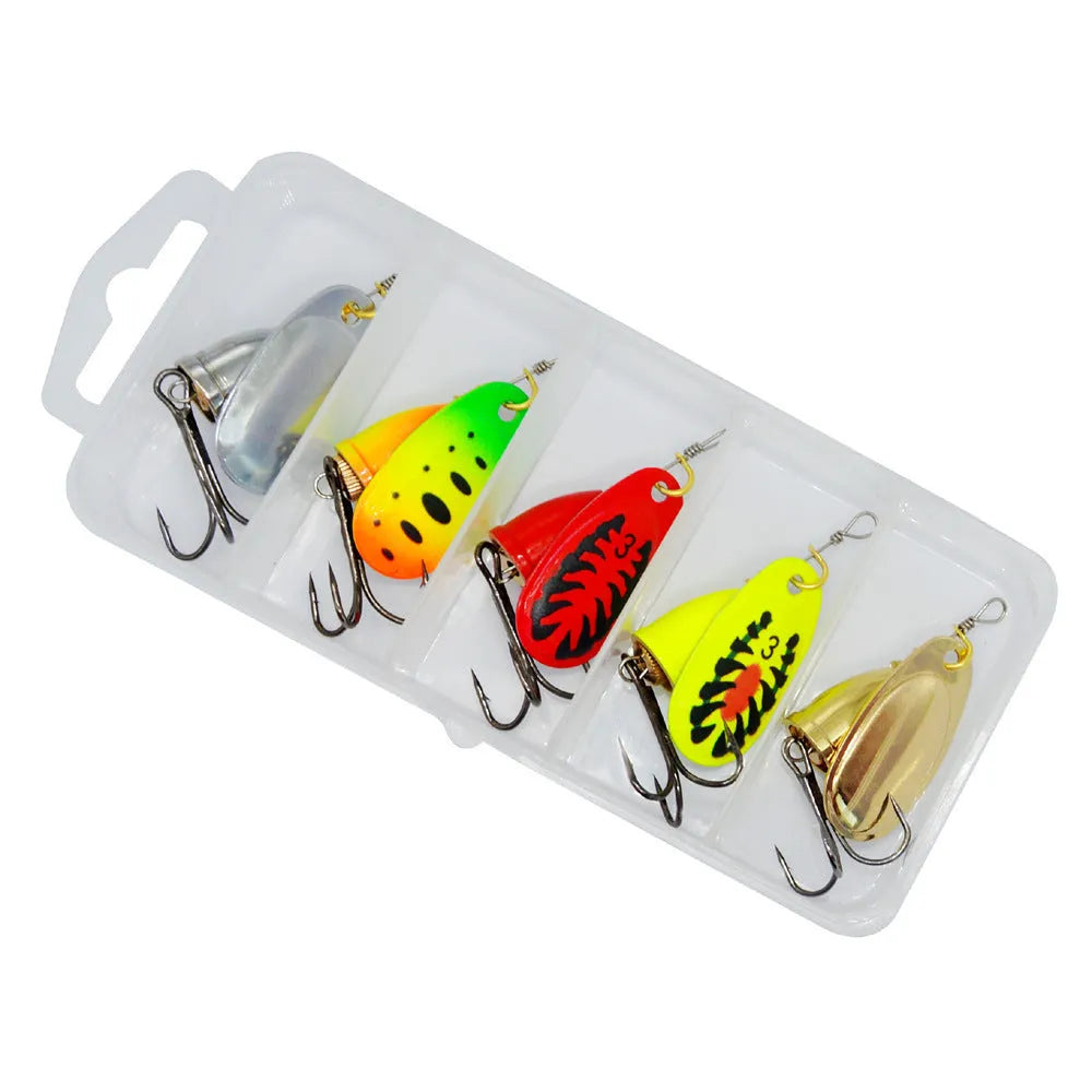 3# size metal fishing lure with rotating sequins and a copper bell in multiple colour options.