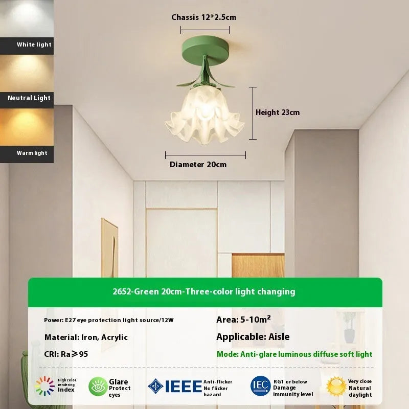 Cream coloured Linglan Flower design corridor aisle light with remote control for dimming functions