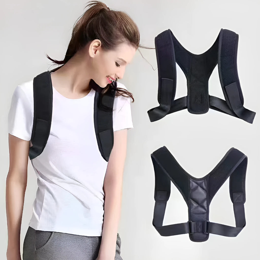 Adjustable nylon back correction band for posture support during sitting activities