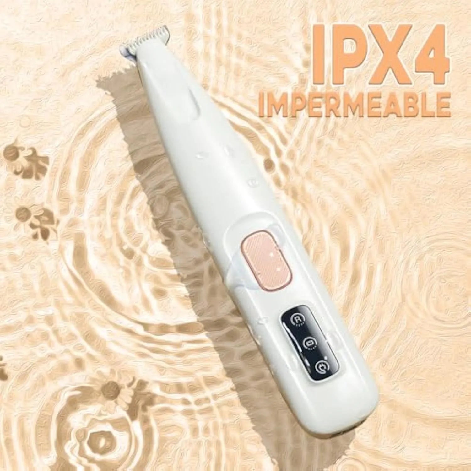 White electric dog paw trimmer with LED light, measuring 17.7 cm with low noise operation