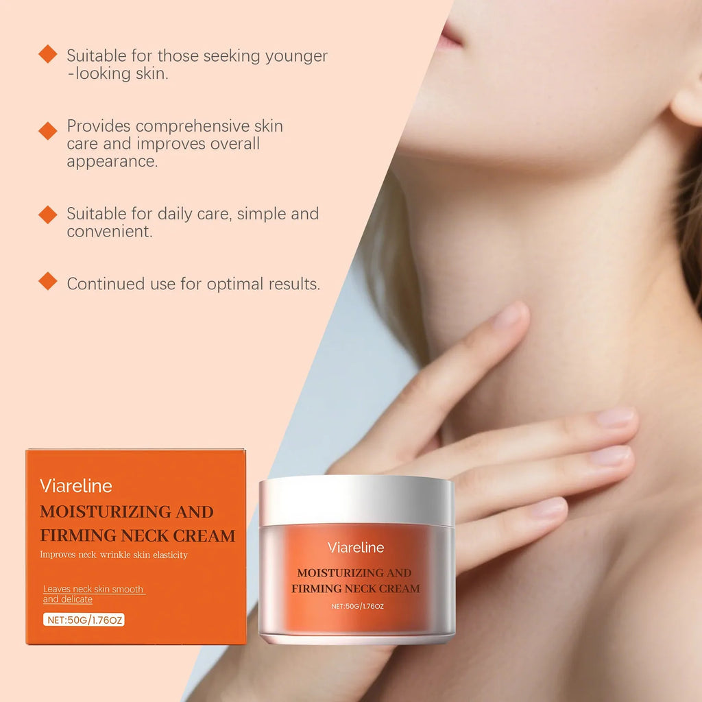 50g daily neck moisturising cream in compact 6.3cm square packaging for décolletage skin care