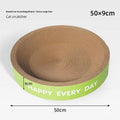 Green round cat scratching board nest with a 50 cm diameter, showing an enclosed bed design.
