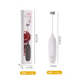 Hand-held electric milk frother blender in black or white colour for coffee preparation