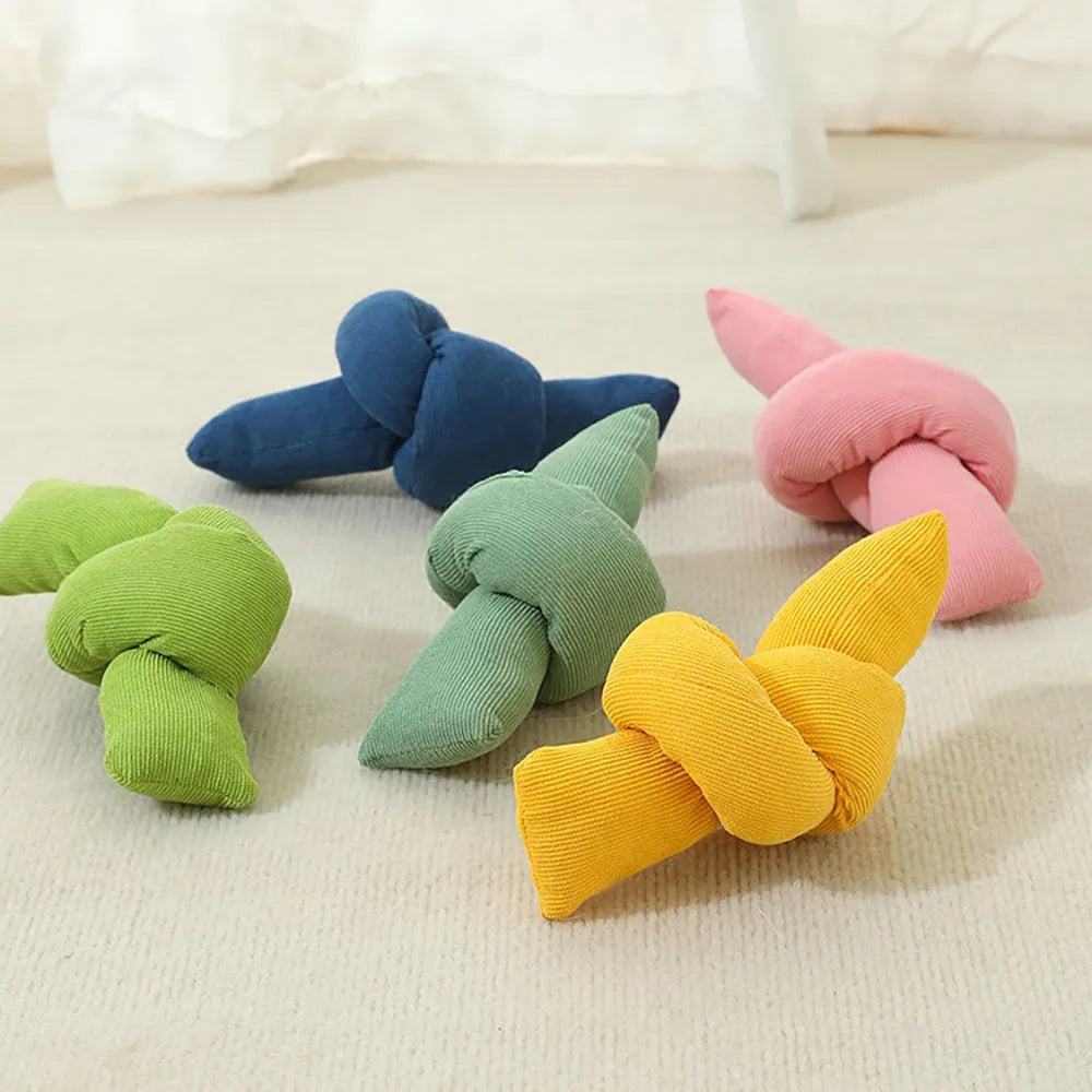 White natural cotton dog rope toy with sturdy knots for tug of war and chewing play