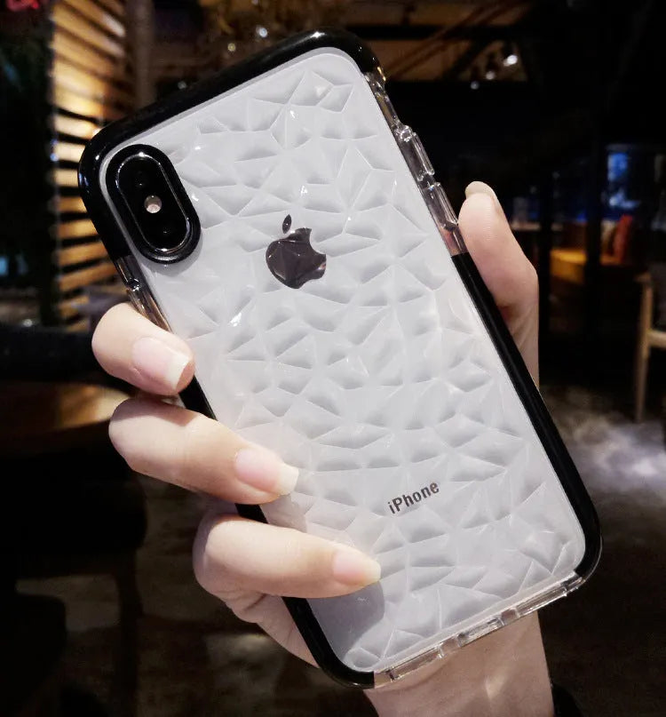 Striped TPU iPhone case back cover with choice of black, pink or white borders