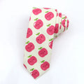 Korean style narrow men's cotton bow tie with a printed cartoon pattern on a white background.