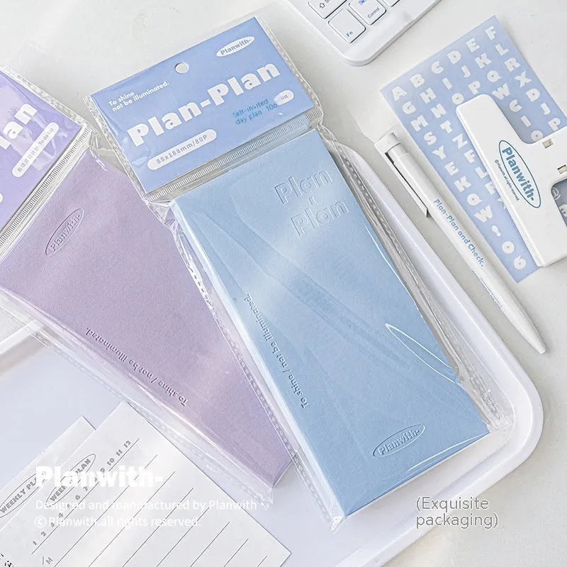 Embossed A5 daily meter notebook in blue, showing its 80 pages of 100g paper.