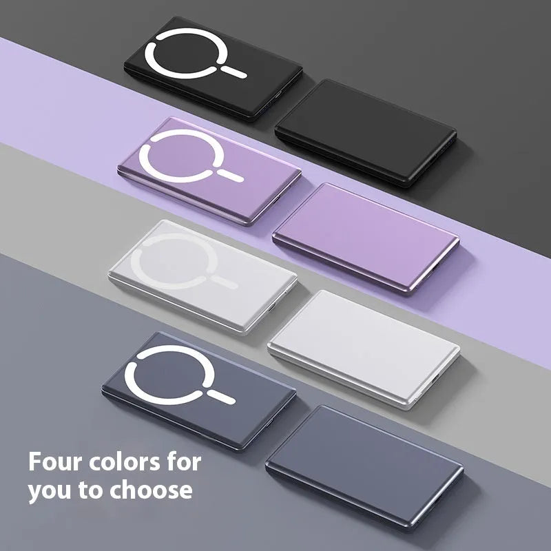 Ultra-thin magnetic power bank with alloy shell showing black colour option